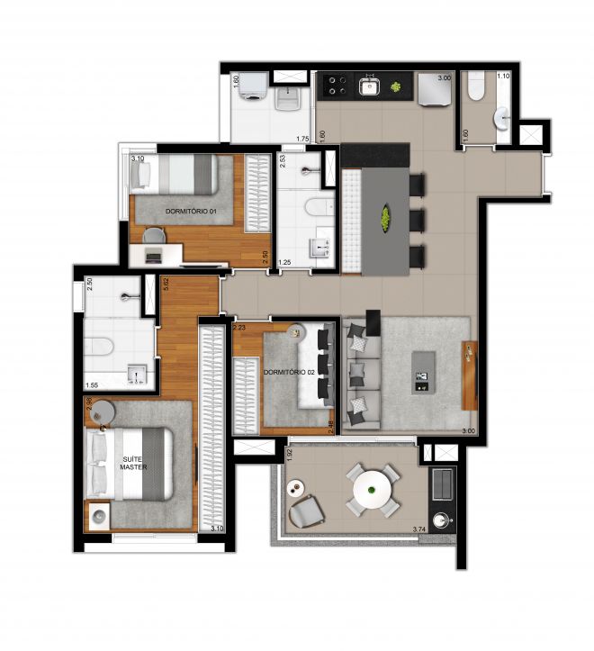 88,50 m² floor plan type with decoration suggestion 88,50 m² floor plan type with decoration suggestion