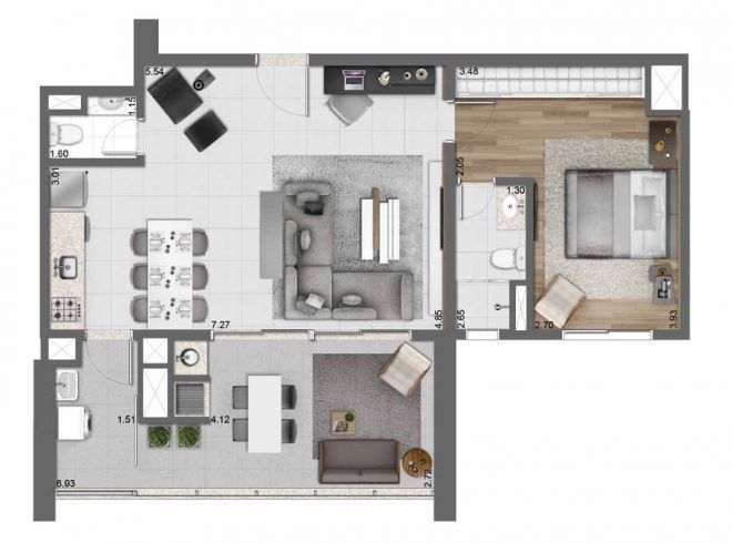 83 m² floor plan - 1 suite with decoration suggestion 83 m² floor plan - 1 suite with decoration suggestion