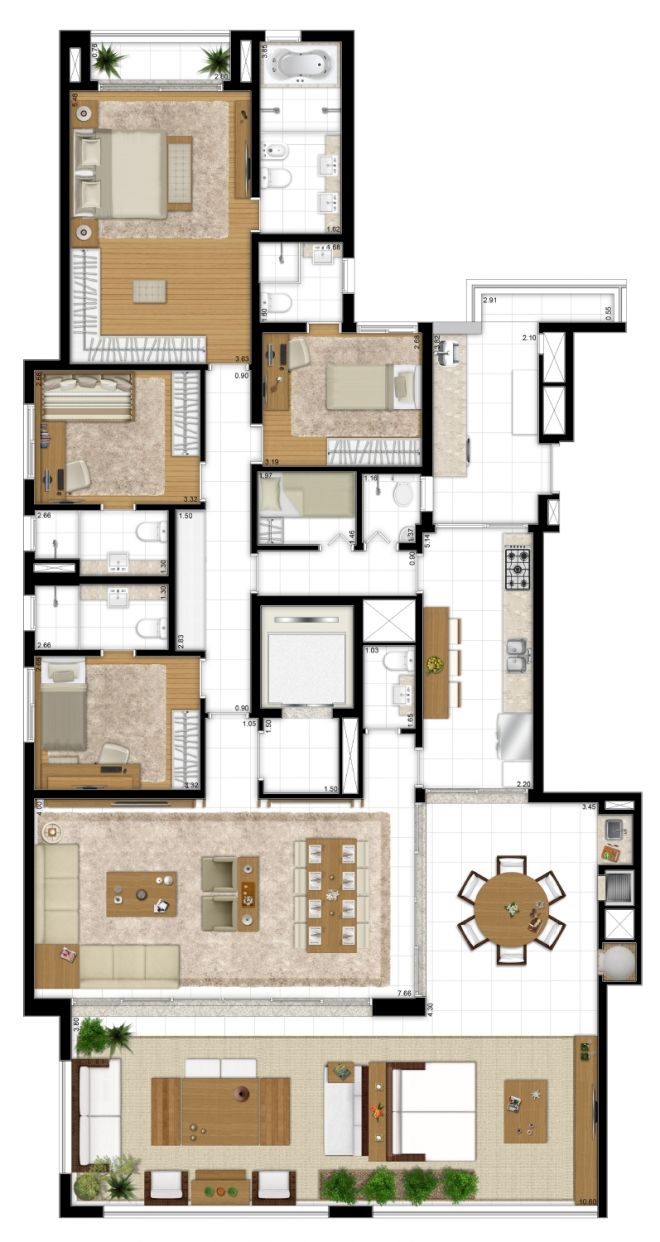 illustrated perspective plant type 231m² - 4 suites - Final 1 illustrated perspective plant type 231m² - 4 suites - Final 1